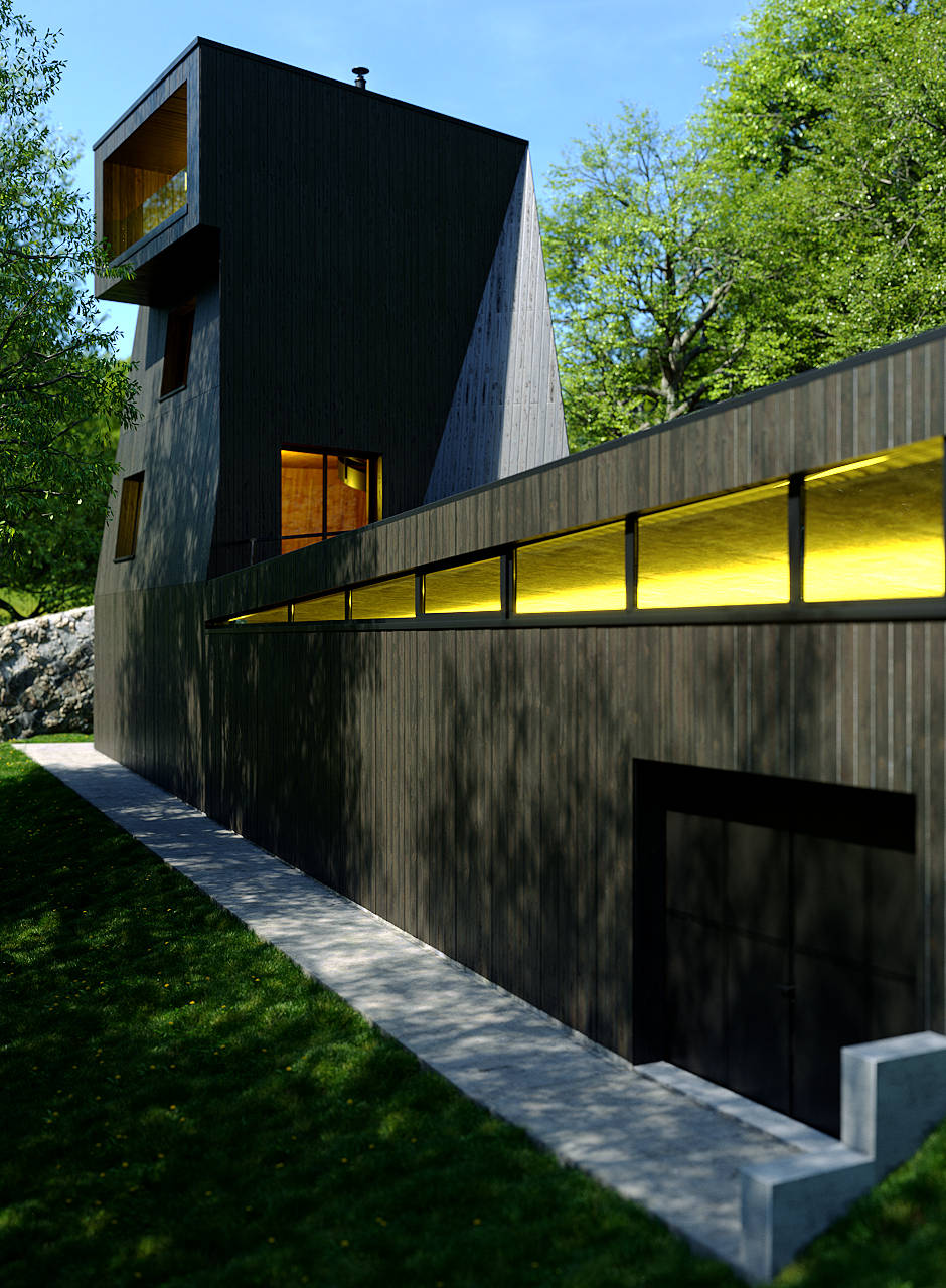 Architekturvisualisierung Betonhaus Full CGI Plants Perspektive