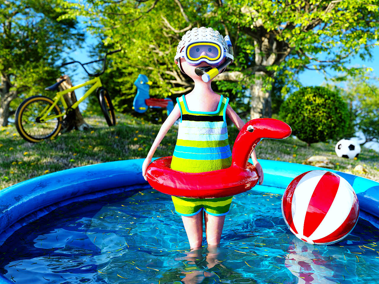 Cartoon Badekind Modelling Rigging Caustics